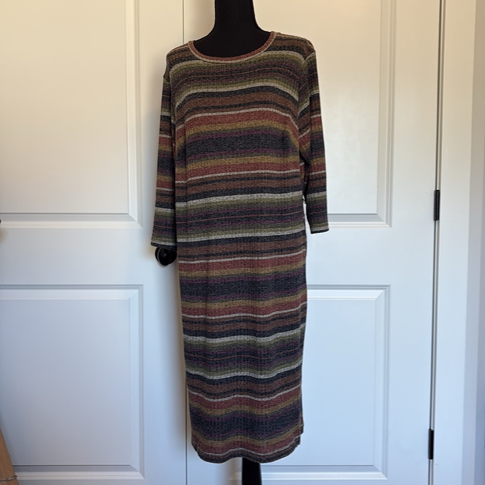 Emma & Michele‎ Striped 3/4 Sleeve Knit Dress